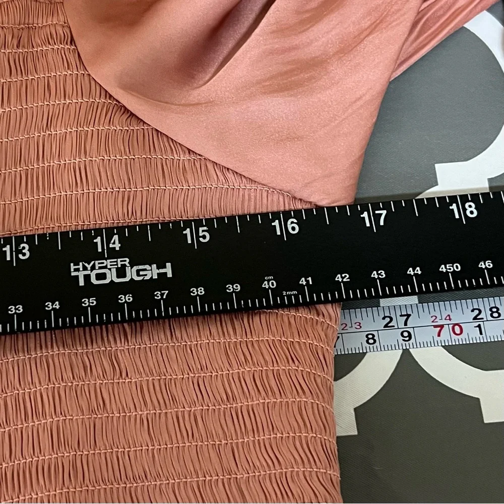J Crew Top Womens XL Pink Satin Square Neck Smocked Puff‎ Sleeve Crop Boho